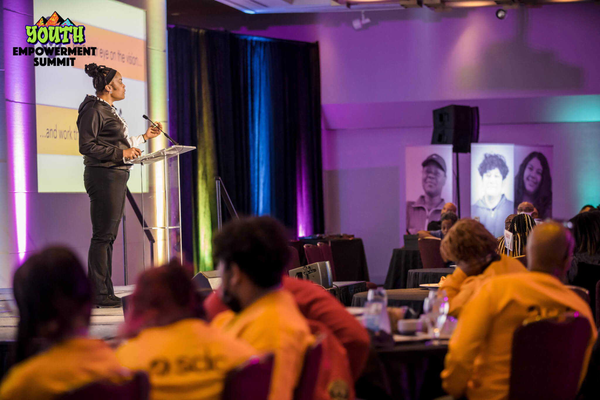 Keynote speaker La'Ketta Caldwell presenting at the 2022 Youth Empowerment Summit